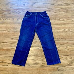 VTG 90s Lee Jeans High Waist Dark Wash Western Straight 14 P Blue Mom Cowgirl